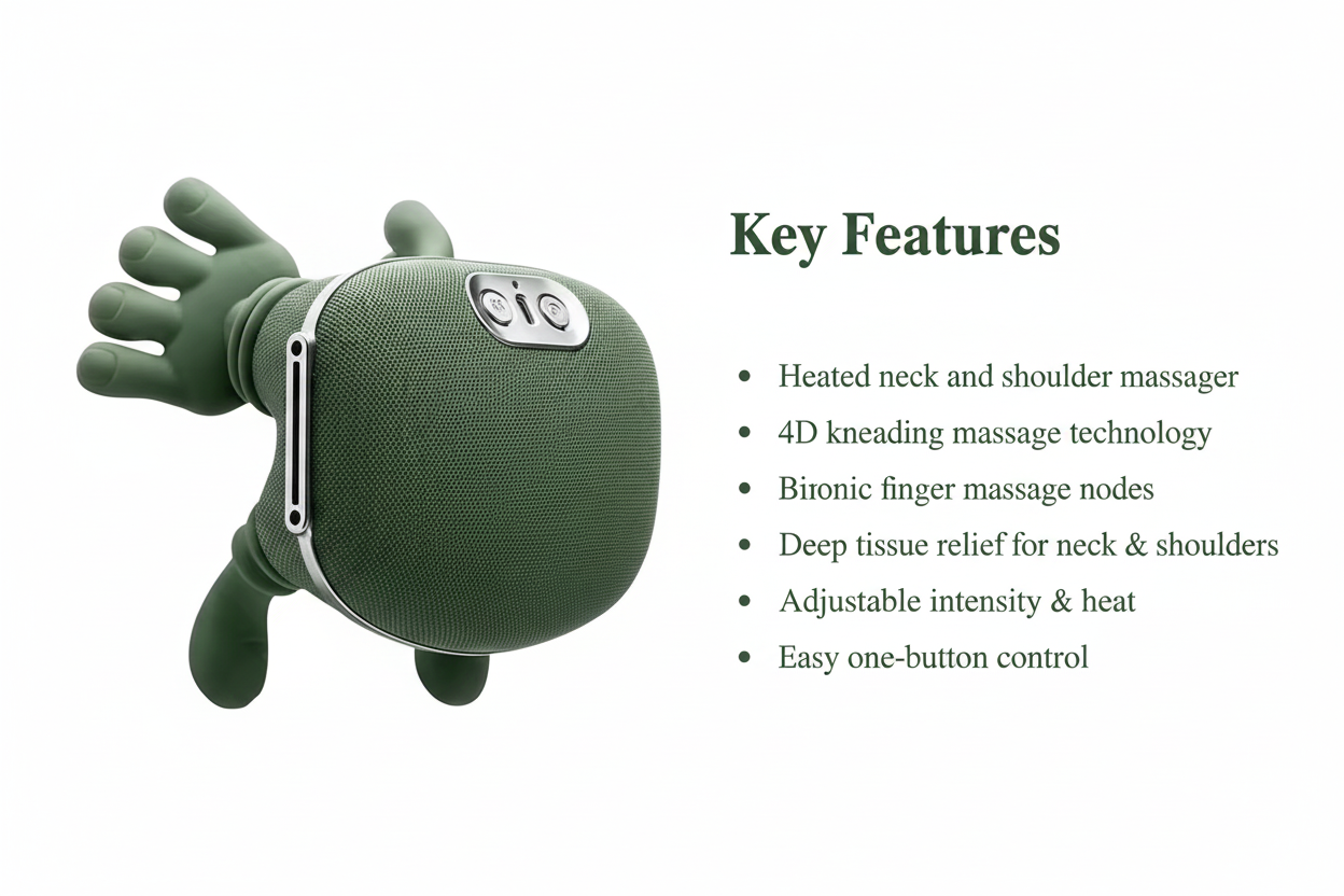 neck and shoulder massager with heat and kneading